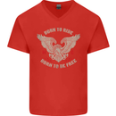 Born to Ride Biker Motorcycle Motorbike Mens V-Neck Cotton T-Shirt Red