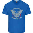 Born to Ride Biker Motorcycle Motorbike Mens V-Neck Cotton T-Shirt Royal Blue