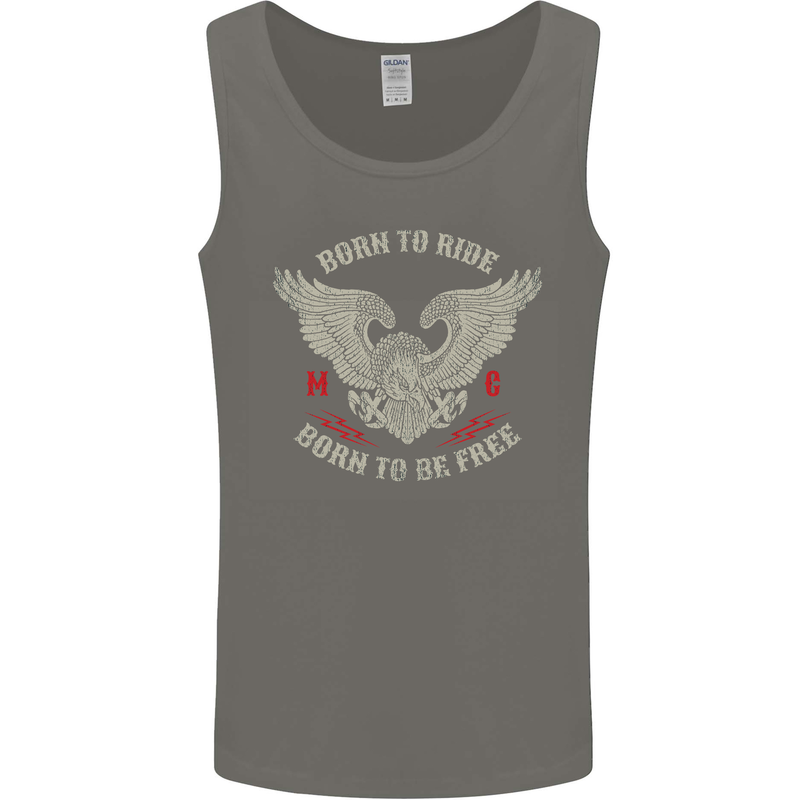 Born to Ride Biker Motorcycle Motorbike Mens Vest Tank Top Charcoal