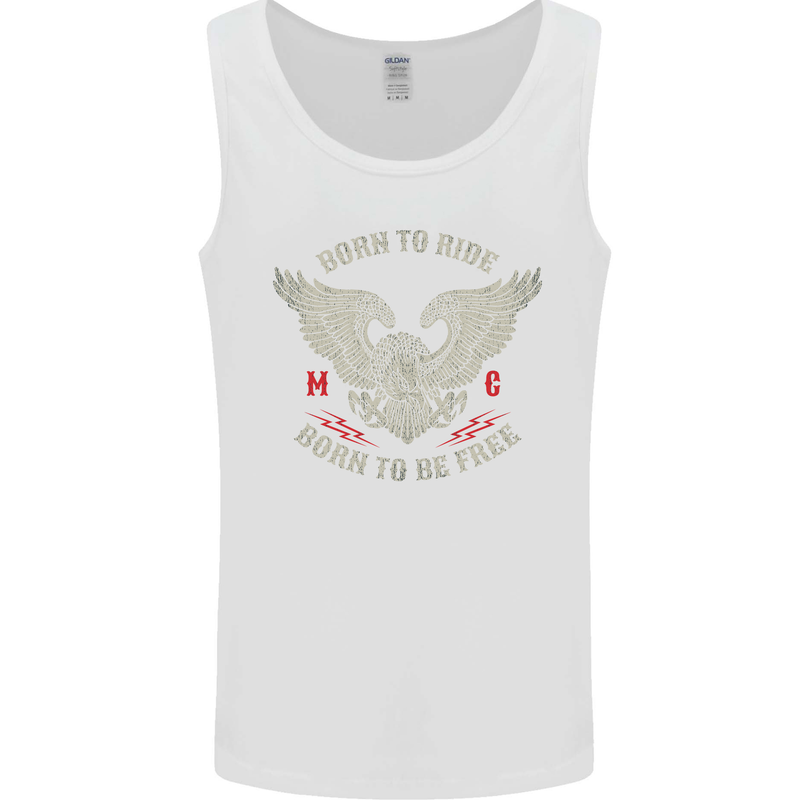 Born to Ride Biker Motorcycle Motorbike Mens Vest Tank Top White