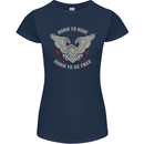 Born to Ride Biker Motorcycle Motorbike Womens Petite Cut T-Shirt Navy Blue
