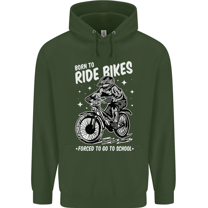 Born to Ride Motocross MotoX Dirt Bike Childrens Kids Hoodie Forest Green