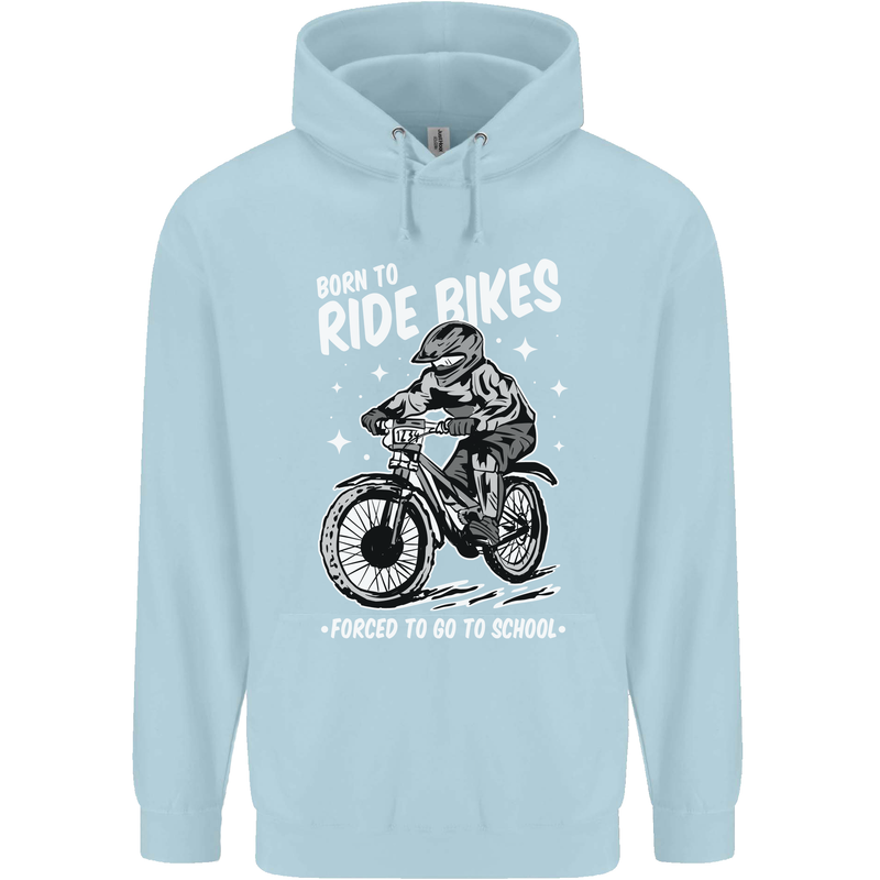 Born to Ride Motocross MotoX Dirt Bike Childrens Kids Hoodie Light Blue