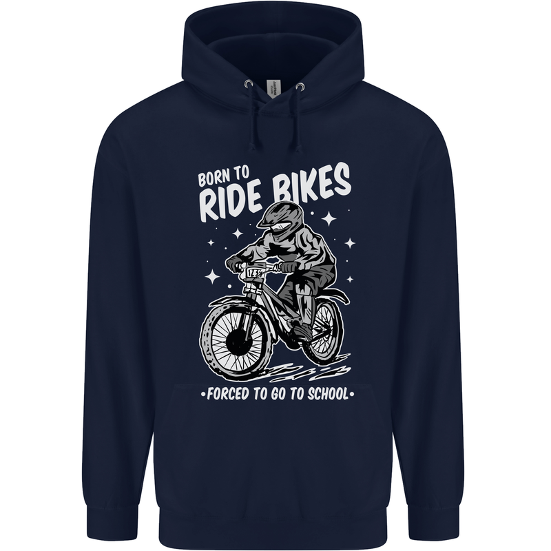 Born to Ride Motocross MotoX Dirt Bike Childrens Kids Hoodie Navy Blue