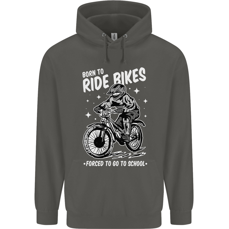 Born to Ride Motocross MotoX Dirt Bike Childrens Kids Hoodie Storm Grey