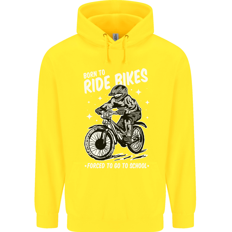 Born to Ride Motocross MotoX Dirt Bike Childrens Kids Hoodie Yellow