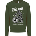 Born to Ride Motocross MotoX Dirt Bike Kids Sweatshirt Jumper Forest Green