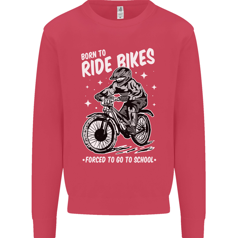 Born to Ride Motocross MotoX Dirt Bike Kids Sweatshirt Jumper Heliconia