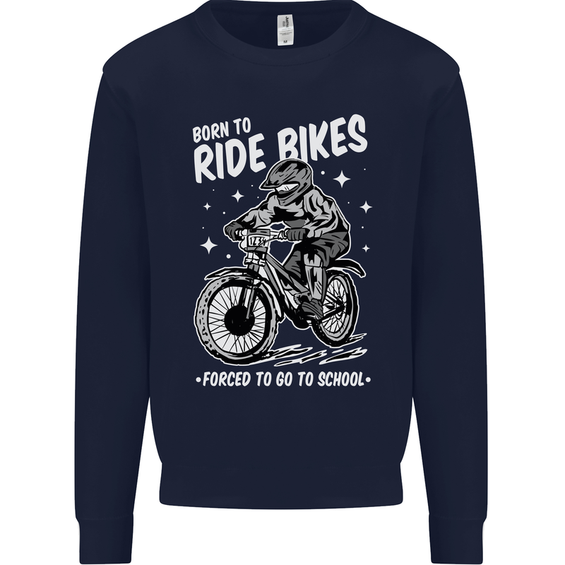 Born to Ride Motocross MotoX Dirt Bike Kids Sweatshirt Jumper Navy Blue