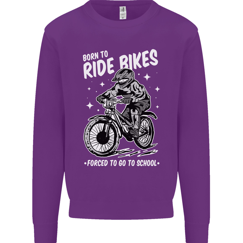 Born to Ride Motocross MotoX Dirt Bike Kids Sweatshirt Jumper Purple