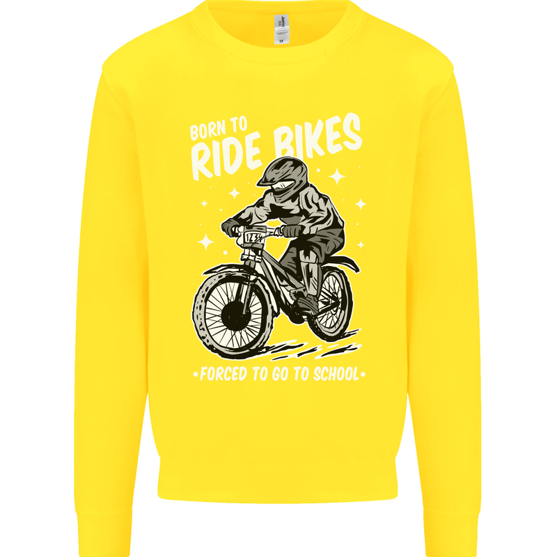 Born to Ride Motocross MotoX Dirt Bike Kids Sweatshirt Jumper Yellow
