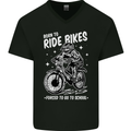 Born to Ride Motocross MotoX Dirt Bike Mens V-Neck Cotton T-Shirt Black