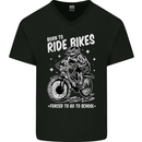 Born to Ride Motocross MotoX Dirt Bike Mens V-Neck Cotton T-Shirt Black
