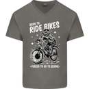Born to Ride Motocross MotoX Dirt Bike Mens V-Neck Cotton T-Shirt Charcoal