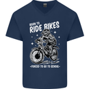 Born to Ride Motocross MotoX Dirt Bike Mens V-Neck Cotton T-Shirt Navy Blue