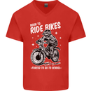 Born to Ride Motocross MotoX Dirt Bike Mens V-Neck Cotton T-Shirt Red