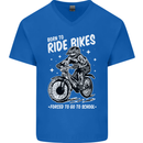 Born to Ride Motocross MotoX Dirt Bike Mens V-Neck Cotton T-Shirt Royal Blue