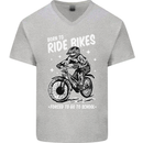 Born to Ride Motocross MotoX Dirt Bike Mens V-Neck Cotton T-Shirt Sports Grey