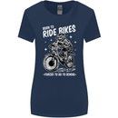 Born to Ride Motocross MotoX Dirt Bike Womens Wider Cut T-Shirt Navy Blue