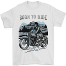 Born to Ride Motorbike Motorcycle Biker Mens T-Shirt Cotton Gildan White