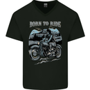 Born to Ride Motorbike Motorcycle Biker Mens V-Neck Cotton T-Shirt Black