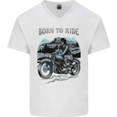 Born to Ride Motorbike Motorcycle Biker Mens V-Neck Cotton T-Shirt White