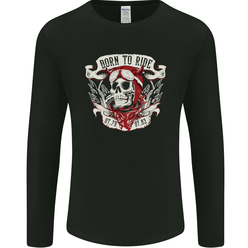 Born to Ride Motorcycle Motorbike Biker Mens Long Sleeve T-Shirt Black