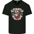 Born to Ride Motorcycle Motorbike Biker Mens V-Neck Cotton T-Shirt Black