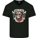 Born to Ride Motorcycle Motorbike Biker Mens V-Neck Cotton T-Shirt Black