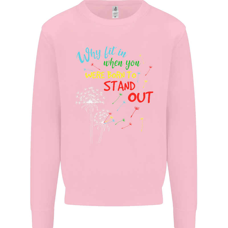 Born to Stand Out Autistic Autism ASD Kids Sweatshirt Jumper Light Pink