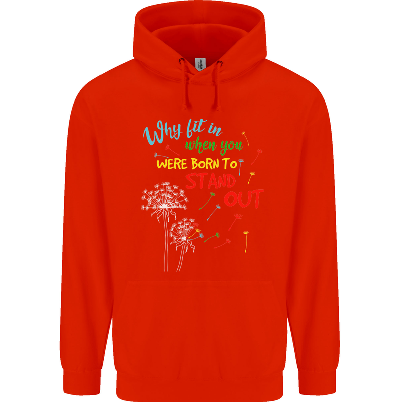 Born to Stand Out Autistic Autism ASD Mens 80% Cotton Hoodie Bright Red
