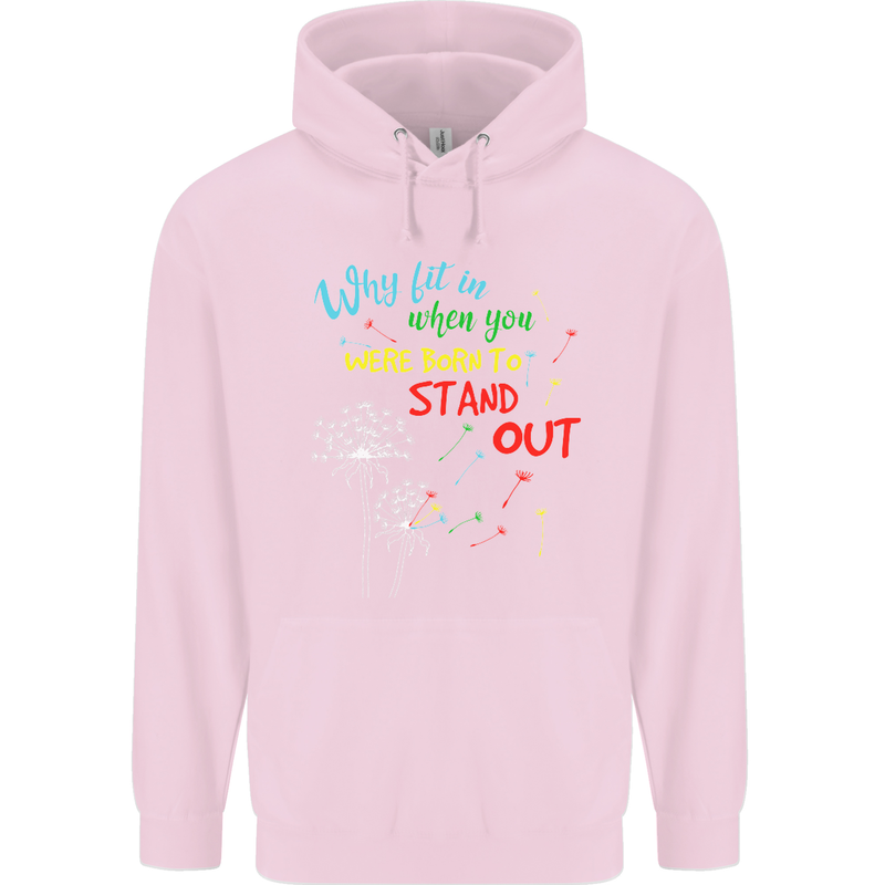 Born to Stand Out Autistic Autism ASD Mens 80% Cotton Hoodie Light Pink