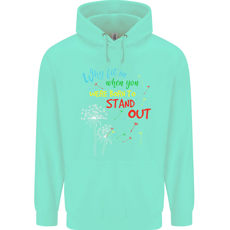 Born to Stand Out Autistic Autism ASD Mens 80% Cotton Hoodie Peppermint