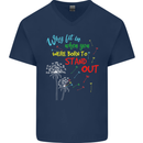 Born to Stand Out Autistic Autism ASD Mens V-Neck Cotton T-Shirt Navy Blue