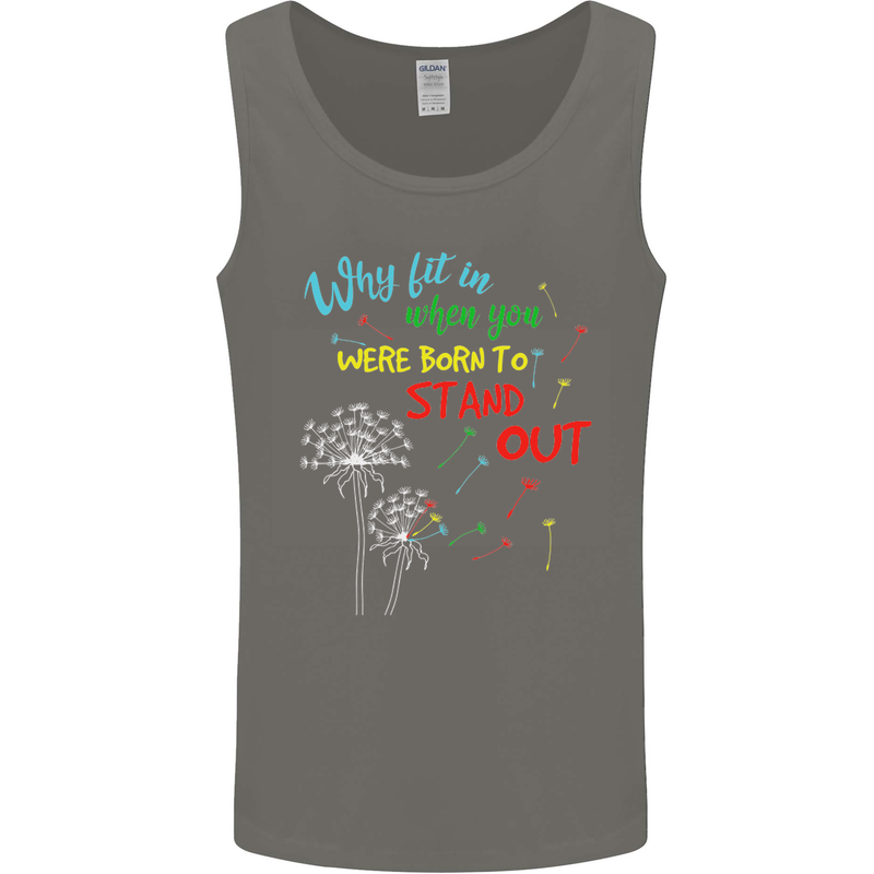 Born to Stand Out Autistic Autism ASD Mens Vest Tank Top Charcoal