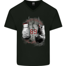 Boxing Gloves 89 Boxer Mens V-Neck Cotton T-Shirt Black