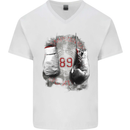 Boxing Gloves 89 Boxer Mens V-Neck Cotton T-Shirt White