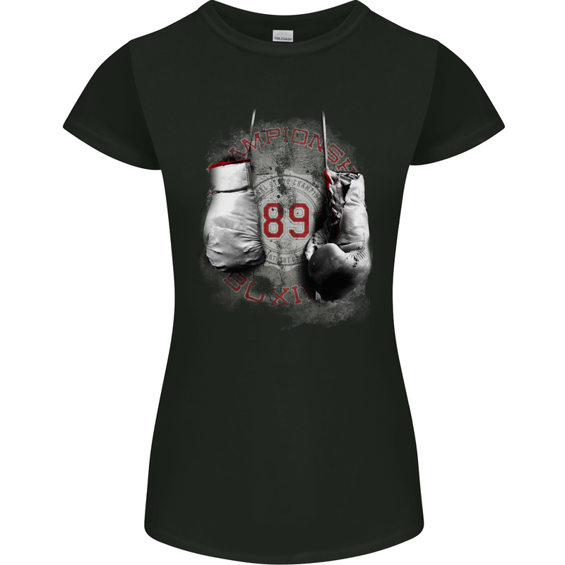 Boxing Gloves 89 Boxer Womens Petite Cut T-Shirt Black