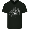 Boxing Gorilla MMA Mixed Martial Arts Boxer Mens V-Neck Cotton T-Shirt Black