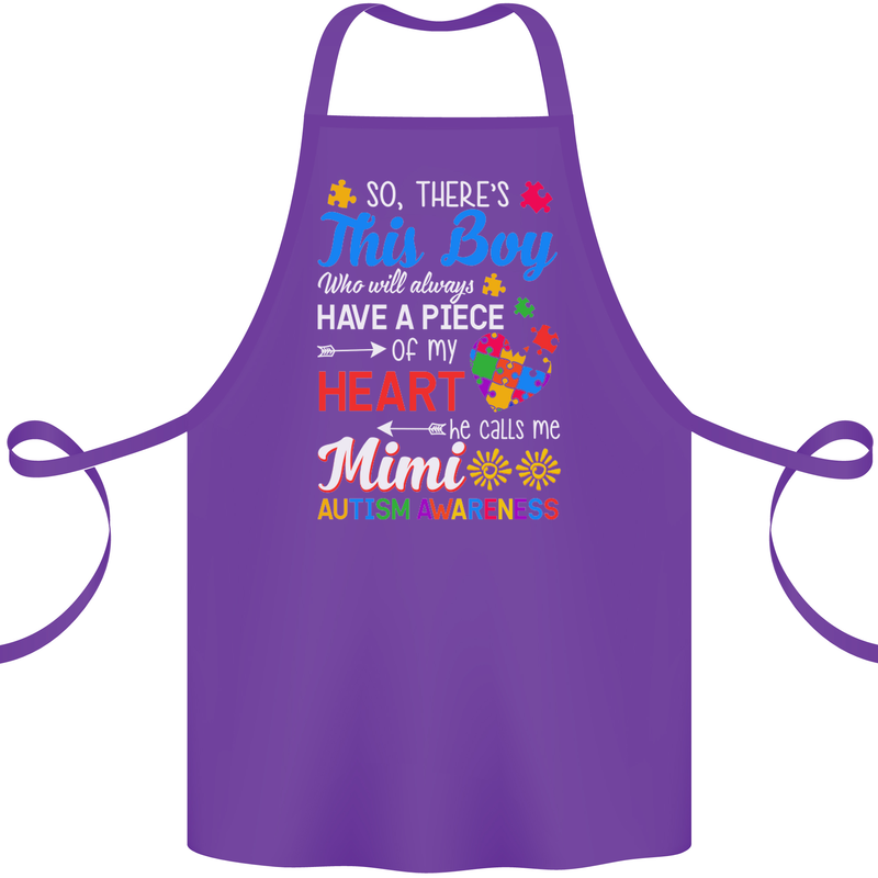 Boy Calls Me Mimi Autistic Autism Awareness Cotton Apron 100% Organic Purple