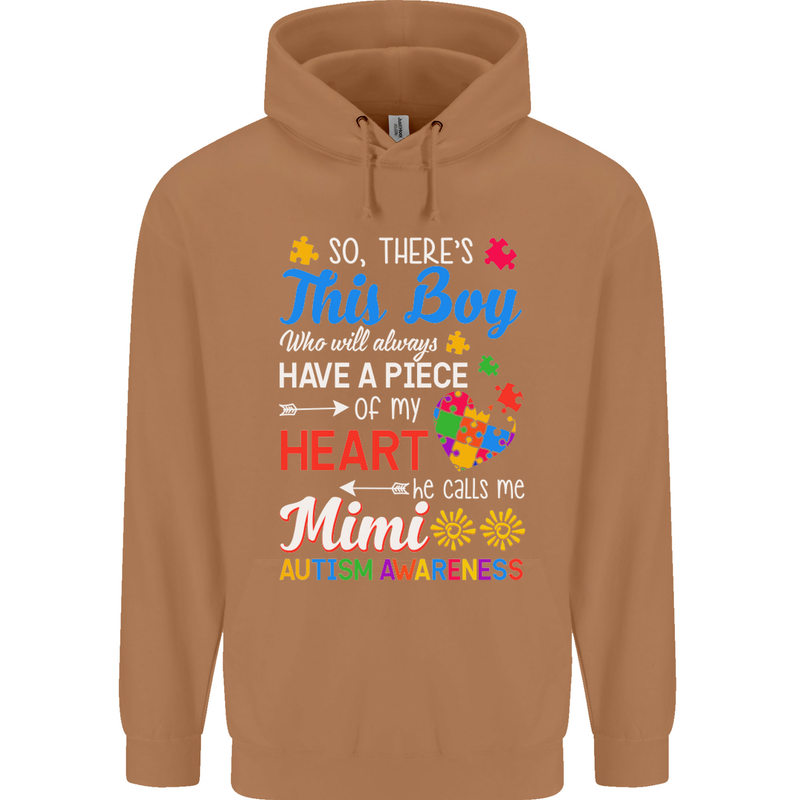 Boy Calls Me Mimi Autistic Autism Awareness Mens 80% Cotton Hoodie Caramel Latte