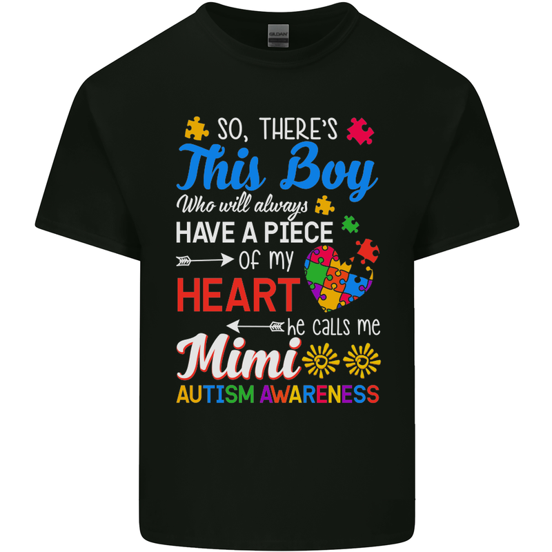 Boy Calls Me Mimi Autistic Autism Awareness Mens Cotton T-Shirt Tee Top Black