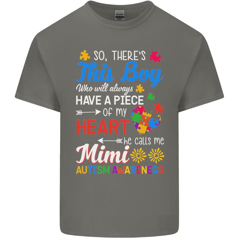 Boy Calls Me Mimi Autistic Autism Awareness Mens Cotton T-Shirt Tee Top Charcoal