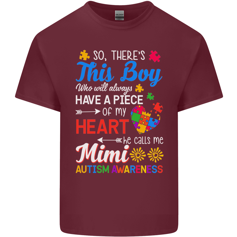 Boy Calls Me Mimi Autistic Autism Awareness Mens Cotton T-Shirt Tee Top Maroon