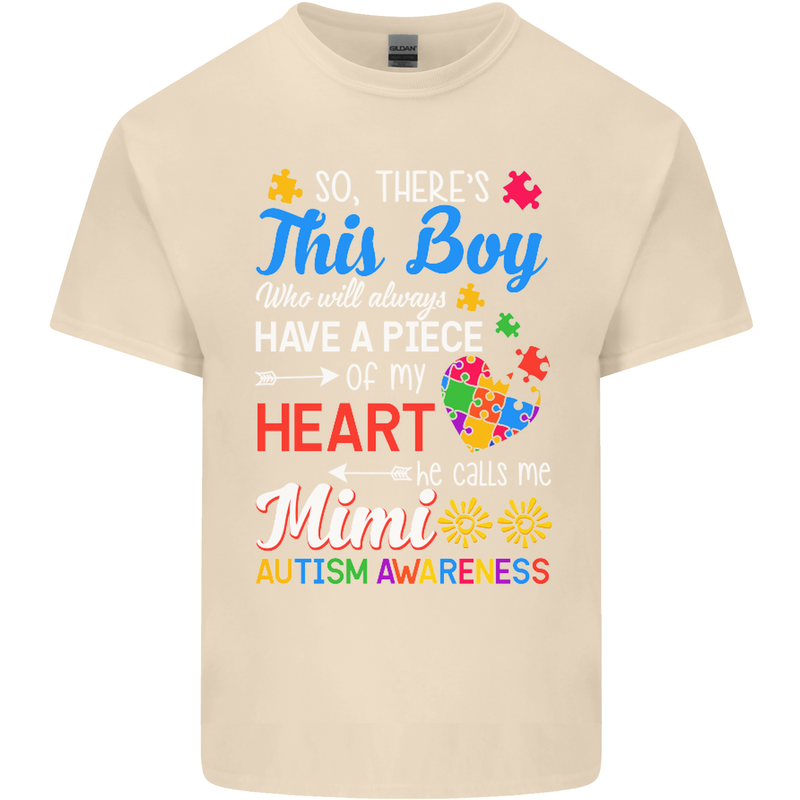 Boy Calls Me Mimi Autistic Autism Awareness Mens Cotton T-Shirt Tee Top Natural