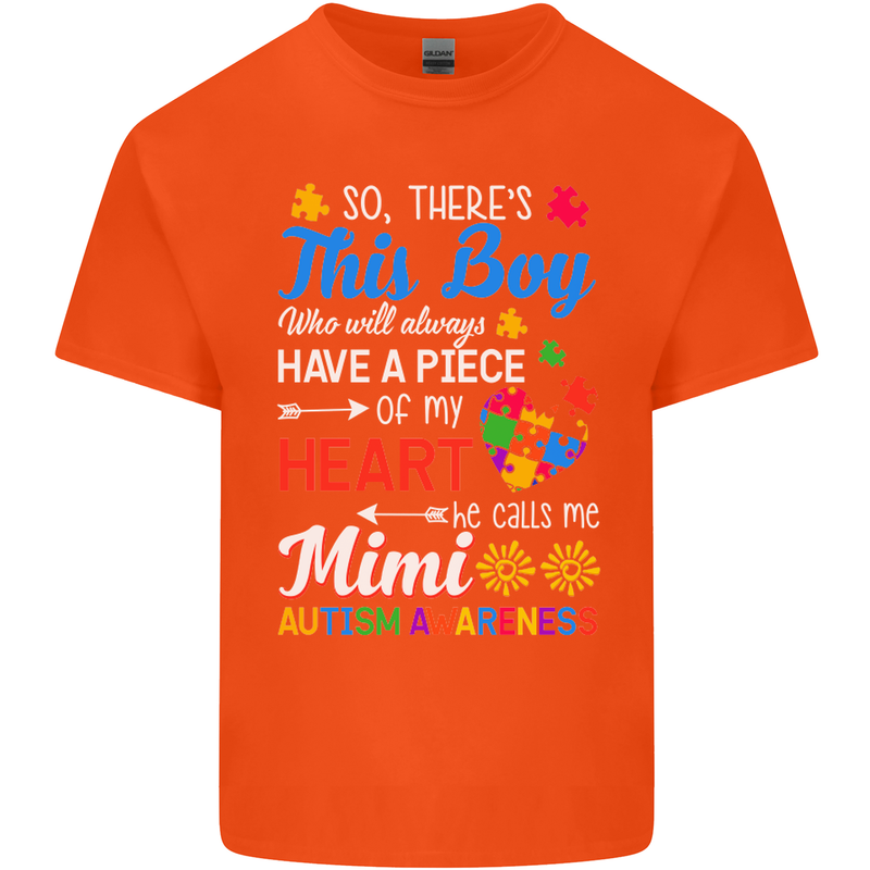 Boy Calls Me Mimi Autistic Autism Awareness Mens Cotton T-Shirt Tee Top Orange