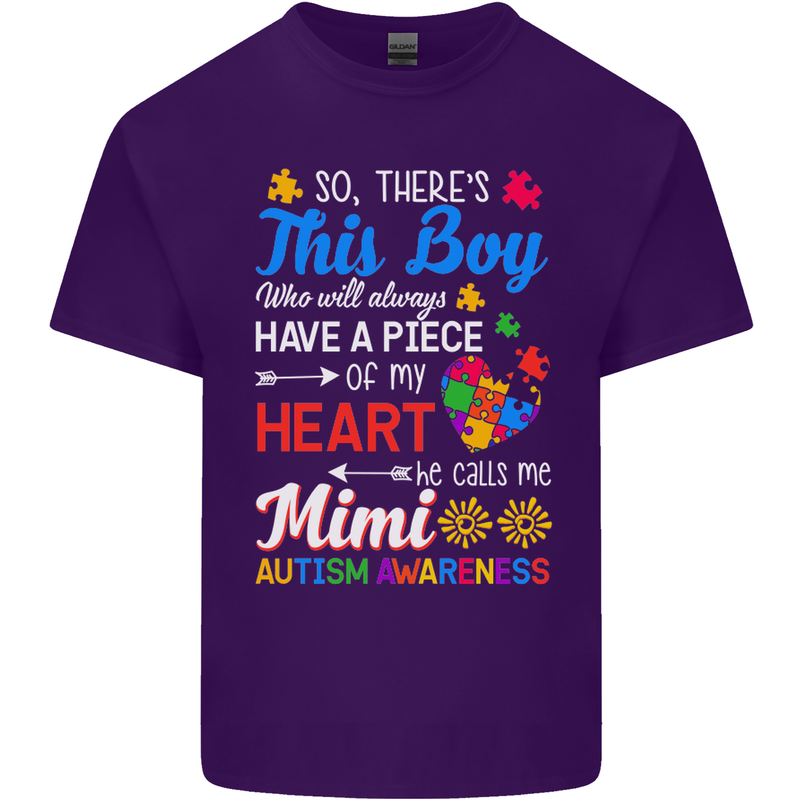Boy Calls Me Mimi Autistic Autism Awareness Mens Cotton T-Shirt Tee Top Purple