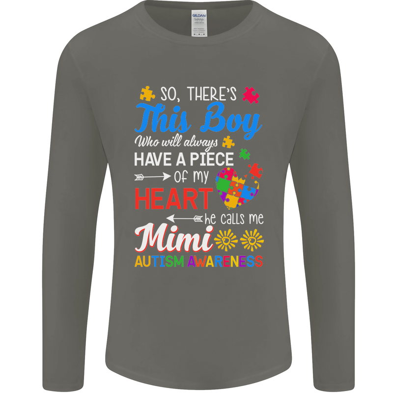 Boy Calls Me Mimi Autistic Autism Awareness Mens Long Sleeve T-Shirt Charcoal