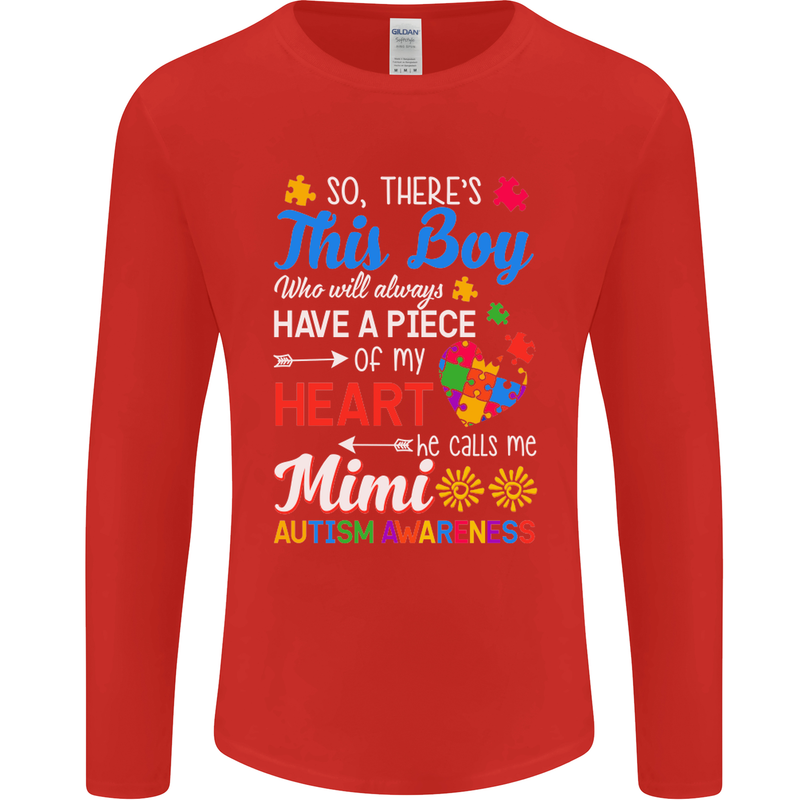 Boy Calls Me Mimi Autistic Autism Awareness Mens Long Sleeve T-Shirt Red