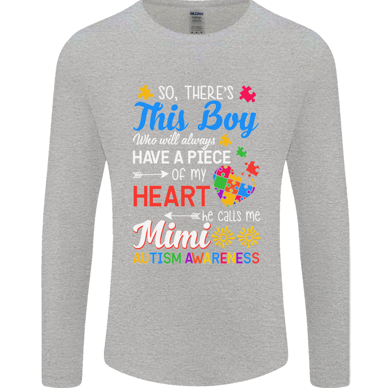 Boy Calls Me Mimi Autistic Autism Awareness Mens Long Sleeve T-Shirt Sports Grey